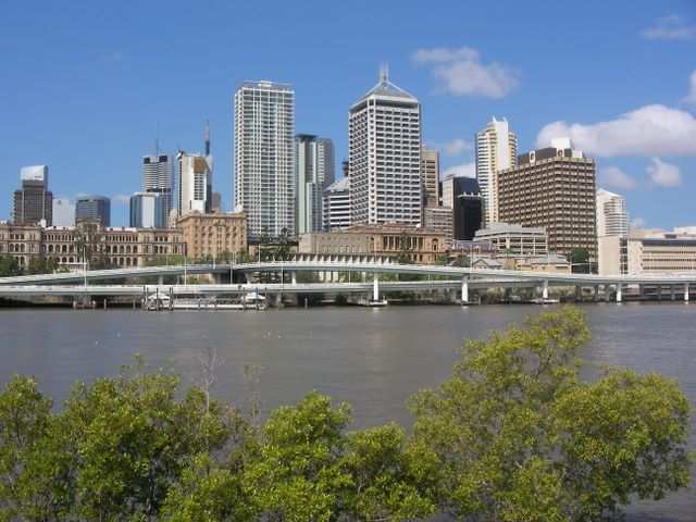 Brisbane von der Southbank aus. Heute ist Australia Day.