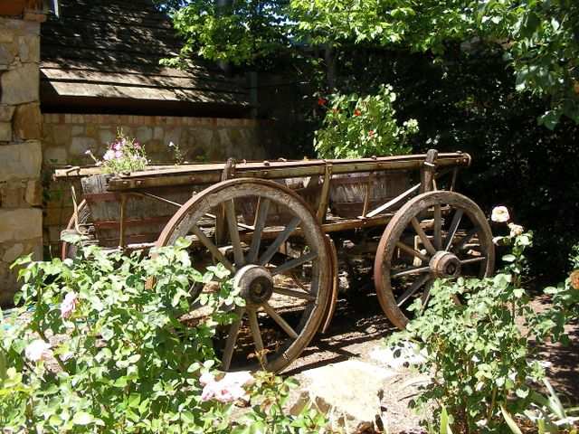 Und ein alter Wagen im Garten.