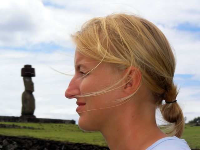 Sabine hat ihn gleich zu ihrem Lieblings-Moai erkoren.