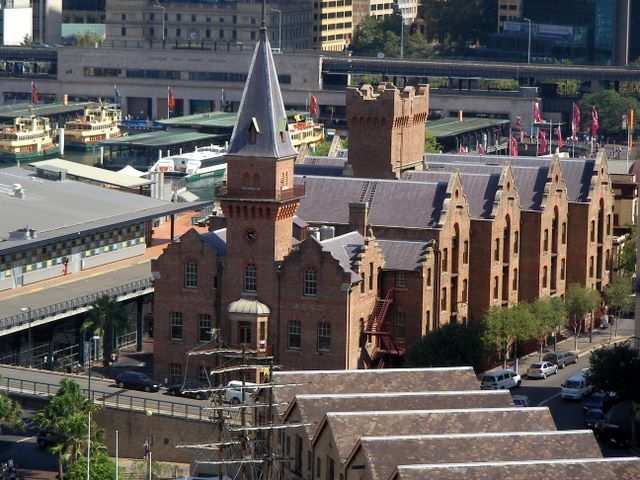 Blick auf einen Teil von The Rocks, der historischen Altstadt Sydneys.